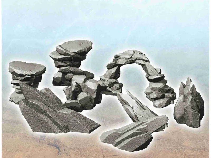 Set of desert and martian rocks (6) - miniatures figure warh