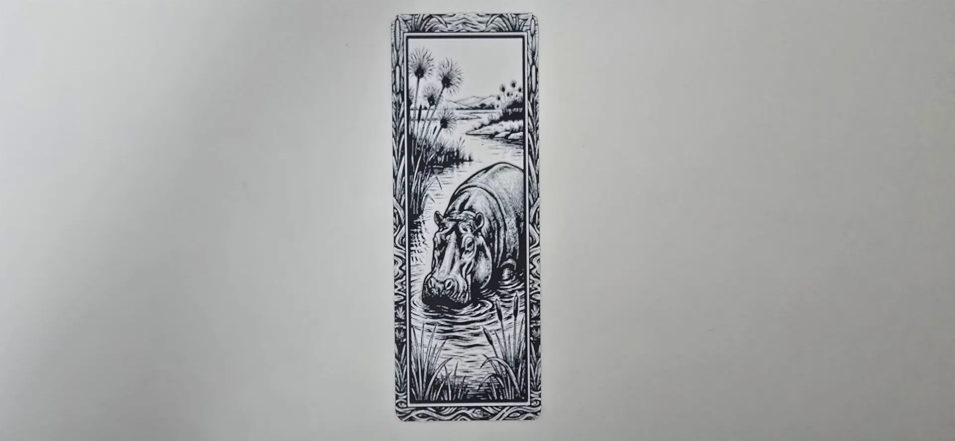 African Hippo River Wildlife Bookmark