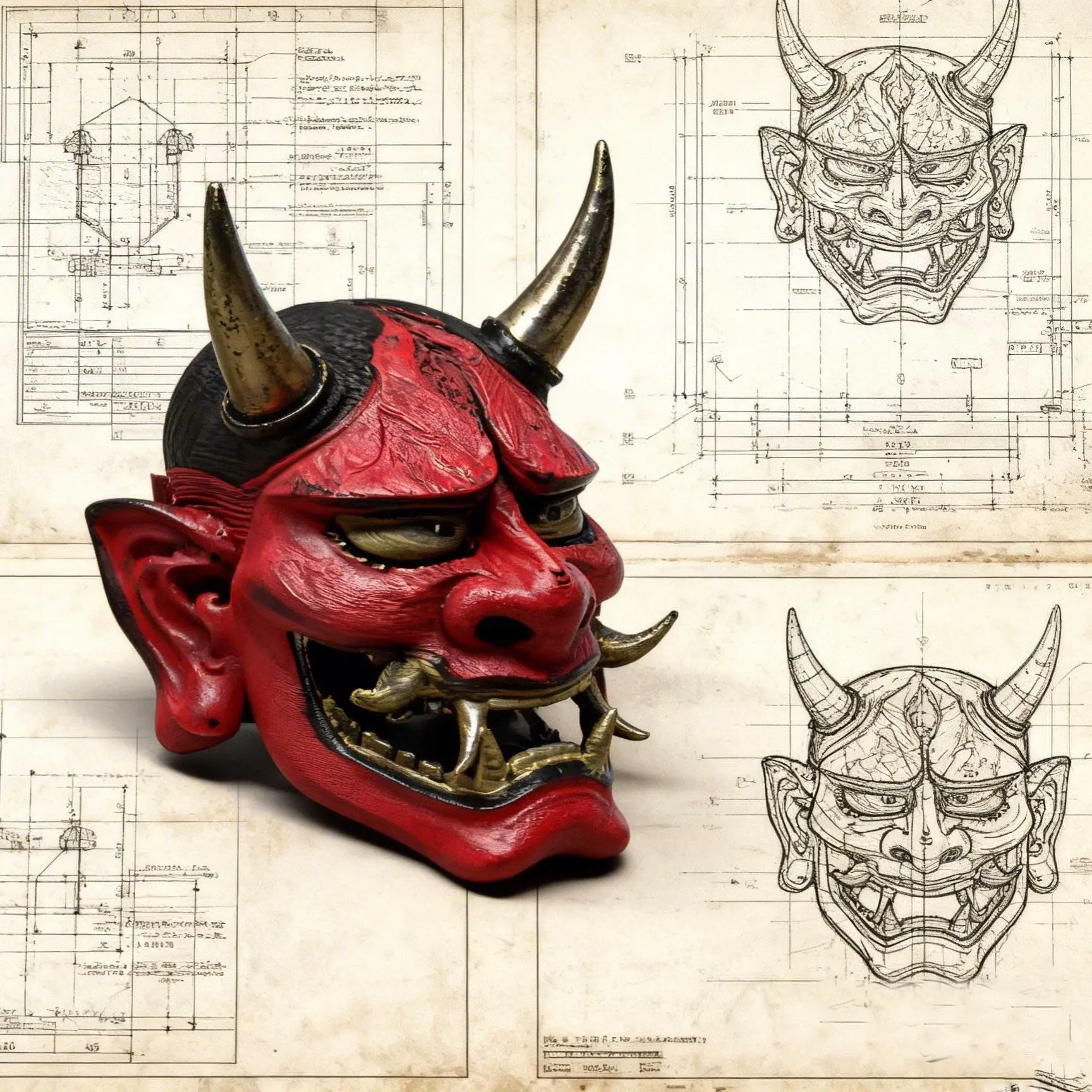 Oni Mask Decorative Mask - Demon Prajna