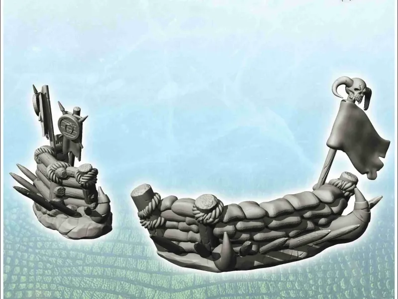 Set of two orc barricades with sand and skull flag (1) - min