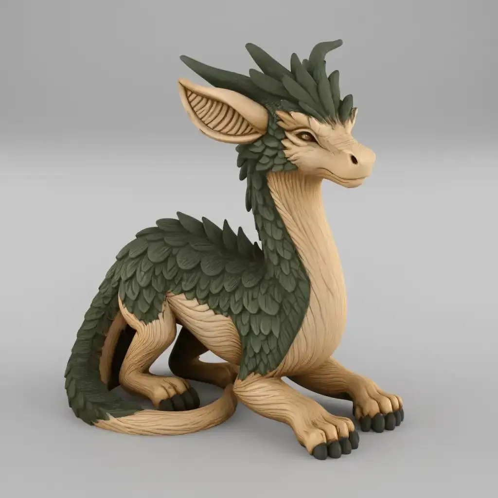 Cute Baby Dragon Sculpture STL 3D Print Model