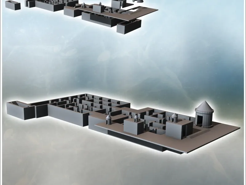 Grands bunkers souterrains avec un labyrinthe de pièces et de couloirs,