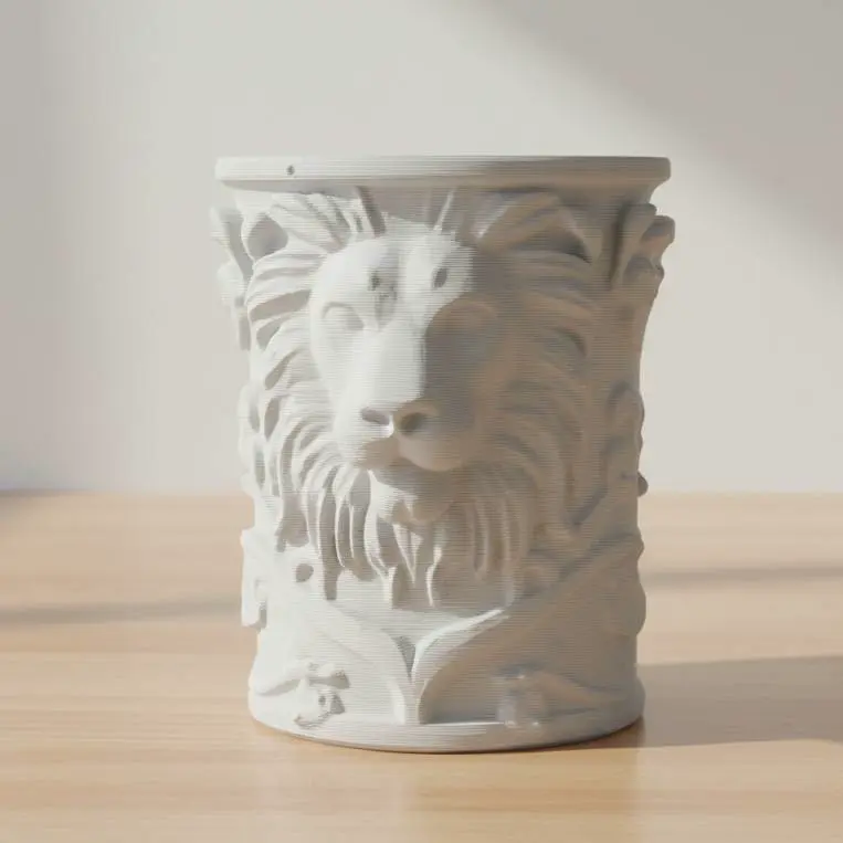 Embossed Lion Pencil Holder