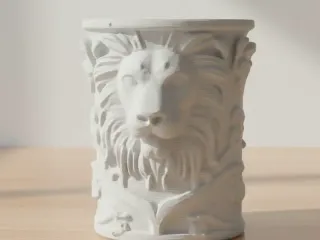 Embossed Lion Pencil Holder