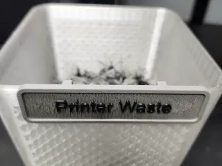 3D printer waste label for bins