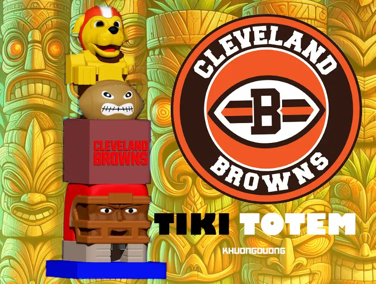 TIKI TOTEM - CLEVELAND BROWNS STATUE - 3D PRINT - CNC