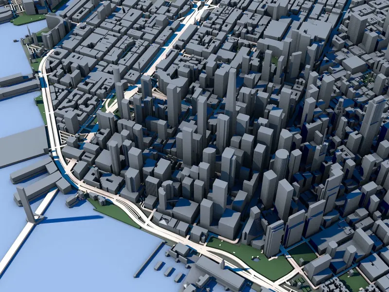 San Francisco Cityscape 3D Model – Golden Gate Bridge & Bay