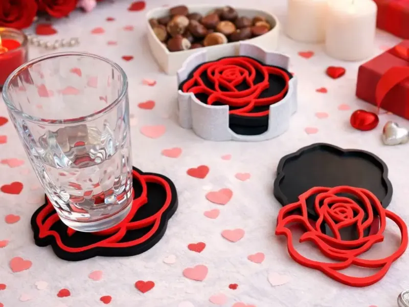 Valentine's Day rose-shaped coaster