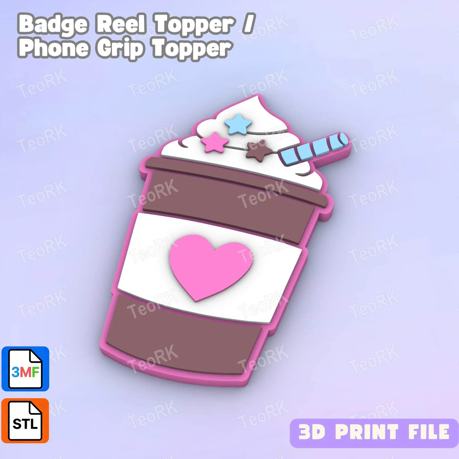 Badge Reel Topper Flat Back coffee with whipped cream