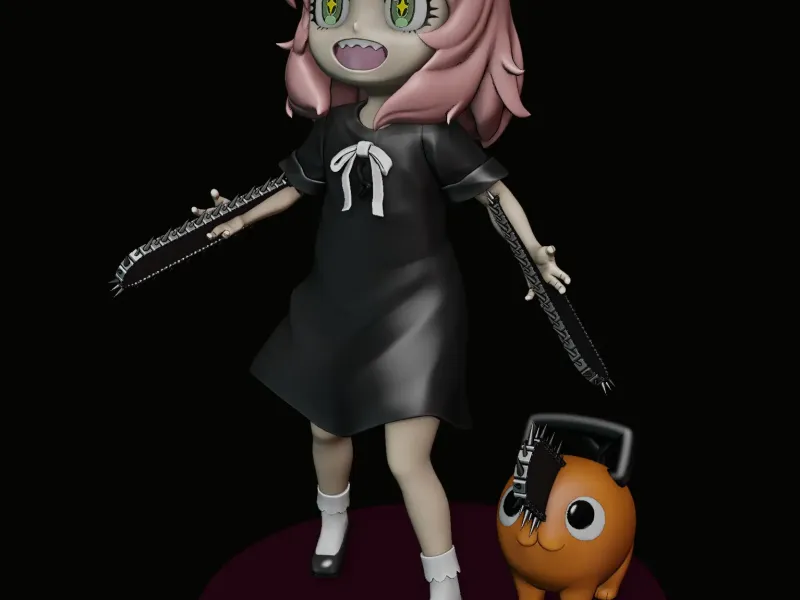 anya forger en pochita - spy x family - chainsaw man