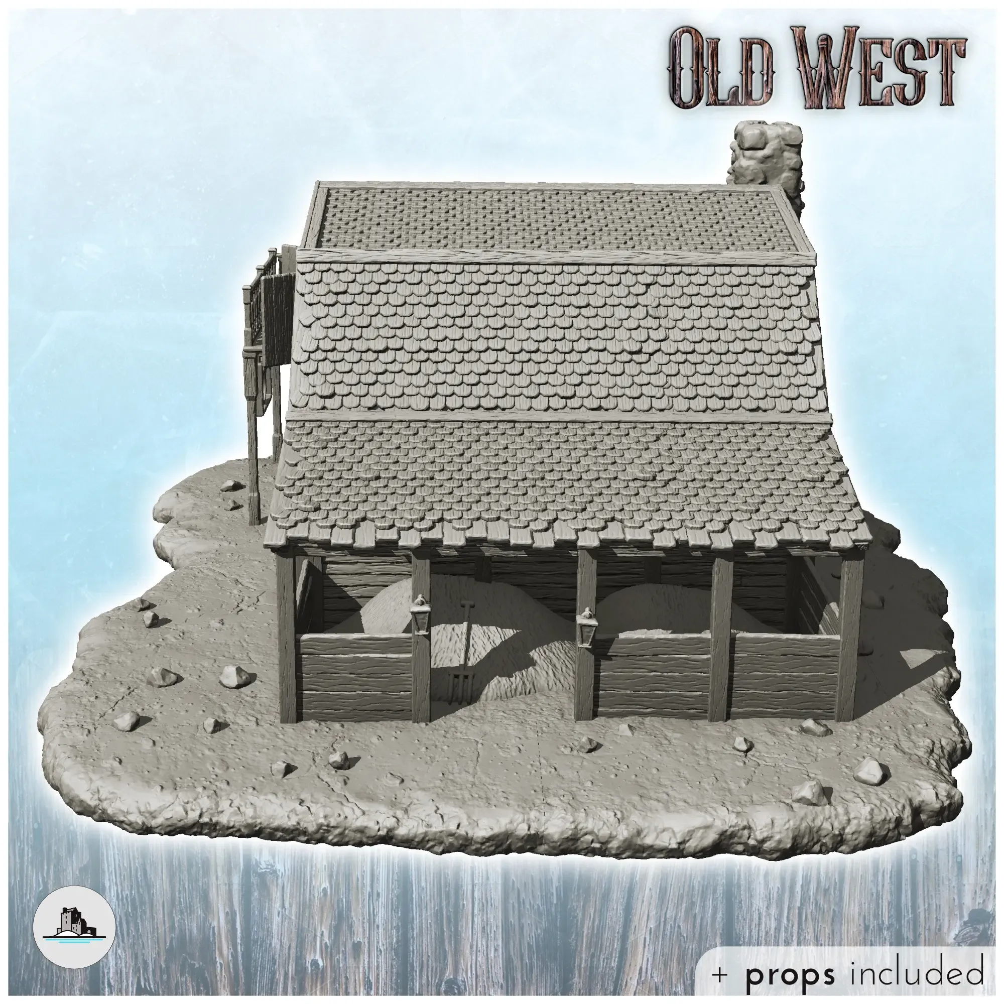 Farrier's workshop with barn and balcony - Terrain scenery