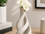Flow Vortex Ribbon Vase - Modern Spiral Sculptural Planter-2