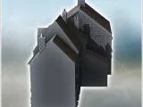 Set of four modern buildings with French bakery and ground-f-4