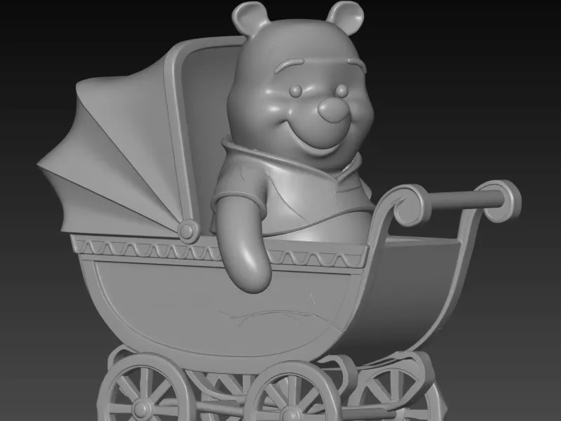 winnie the pooh and wooden stroller