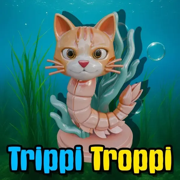 Trippi Troppi Cat Shrimp STL | Cute Kawaii Sea Creature Figu