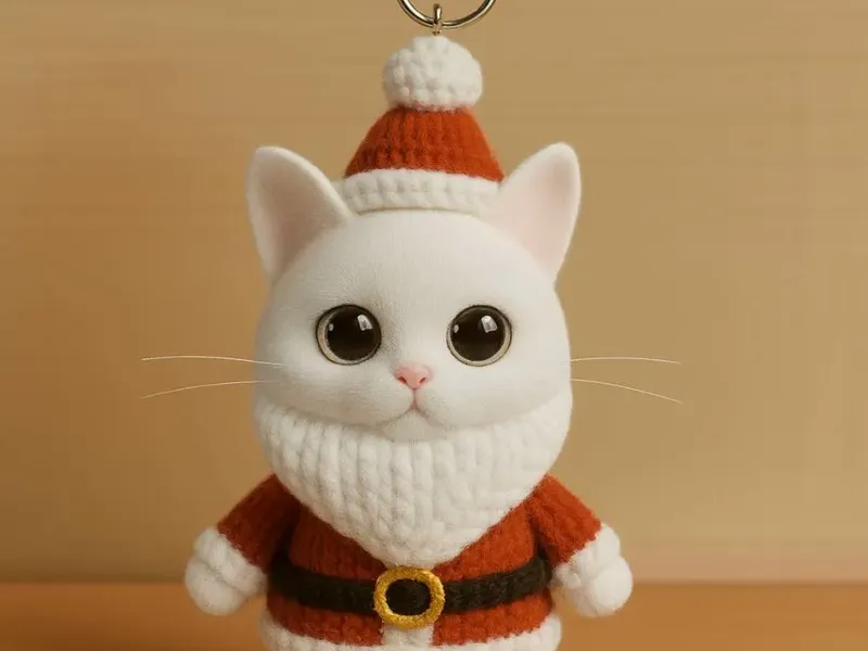 knitted SantaCat KeyChain