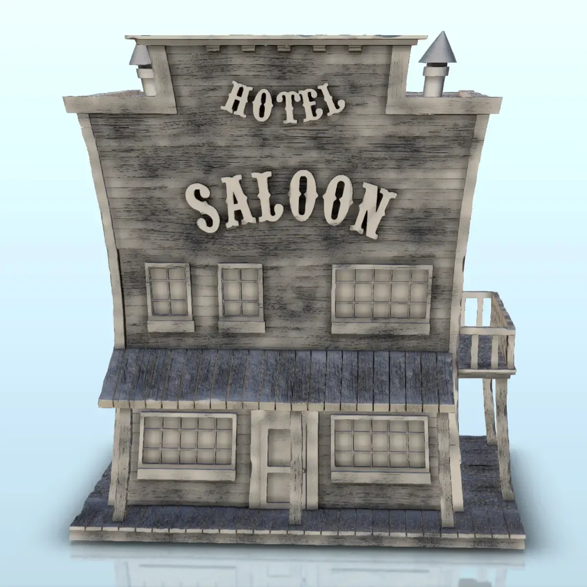 Saloon with balcony and chimney (5) - miniatures figure scen