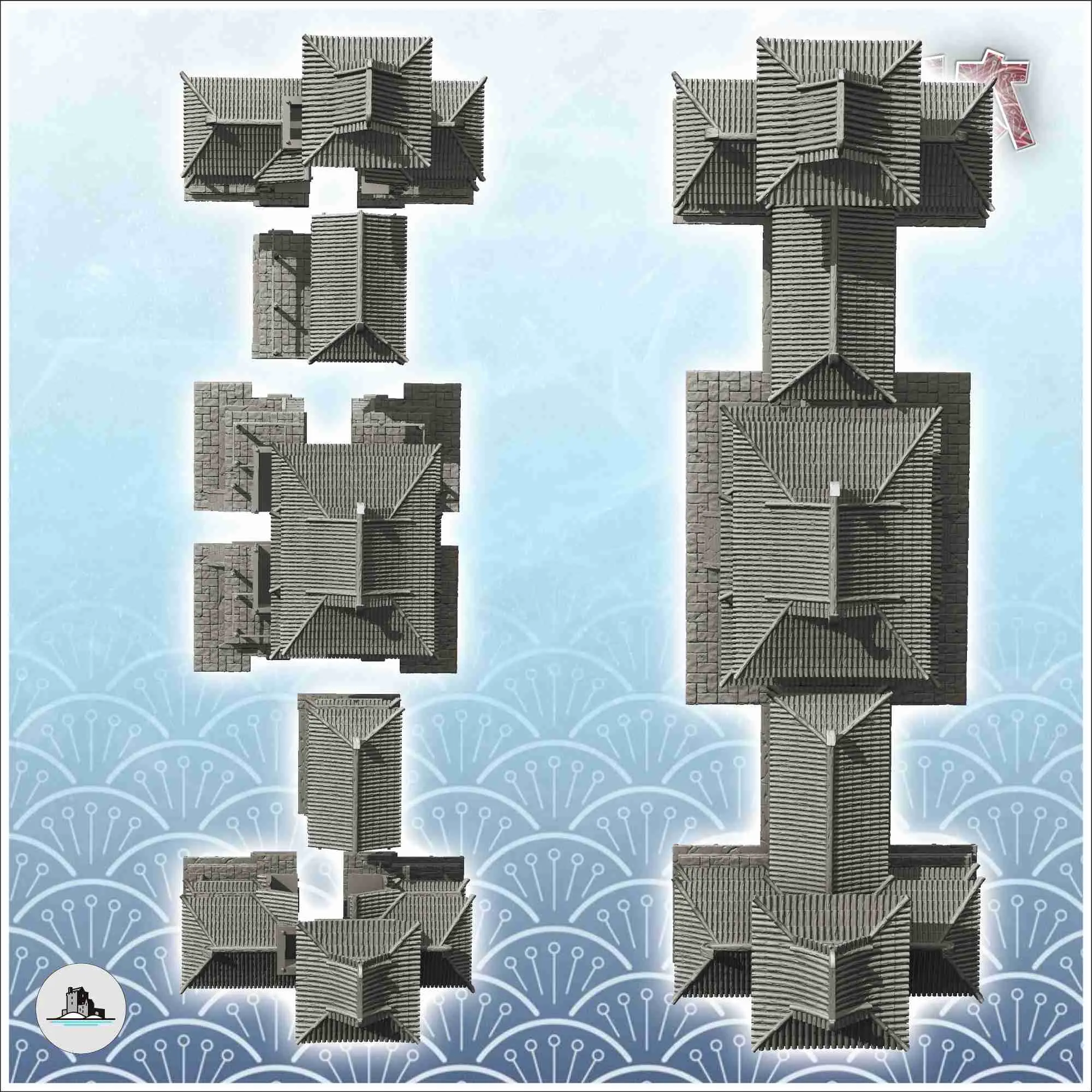 Large Asian palace with two wings (29) - Japan China Korea