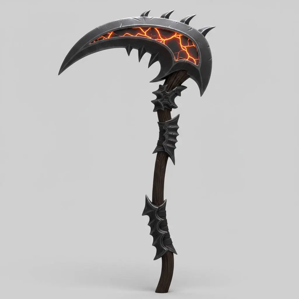 Molten Fang Scythe Infernal Dark Fantasy Collectible Weapon