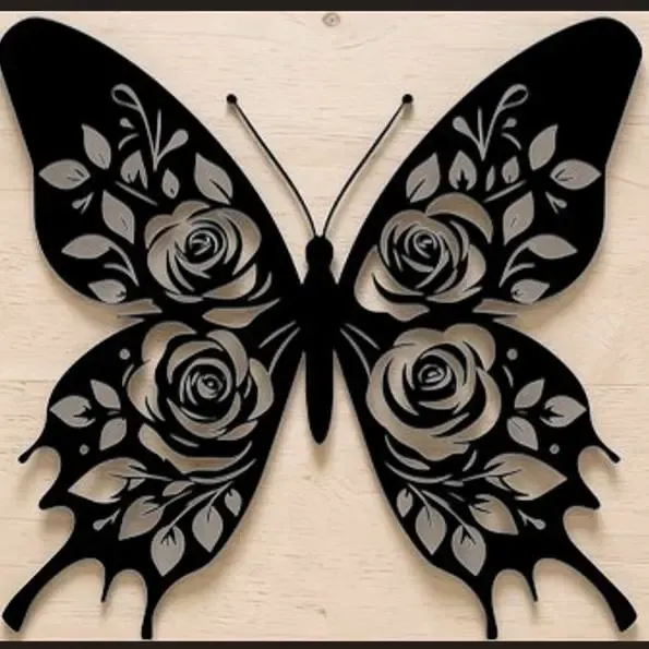 Arte de parede com borboletas rosas