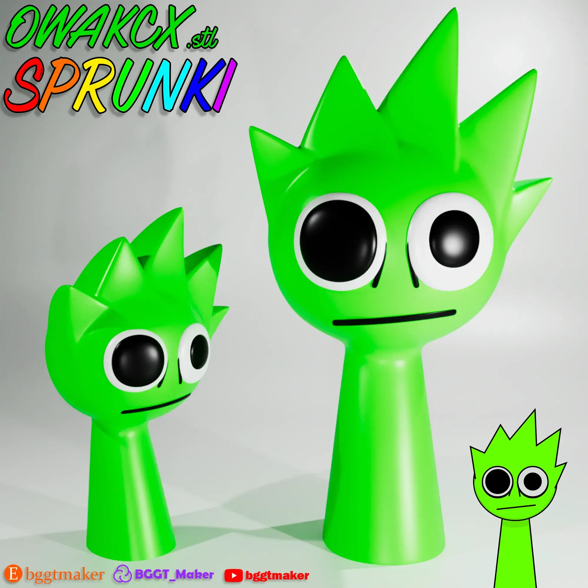 OWAKCX SPRUNKI INCREDIBOX LIME | Sprunki 3D Model STL ART