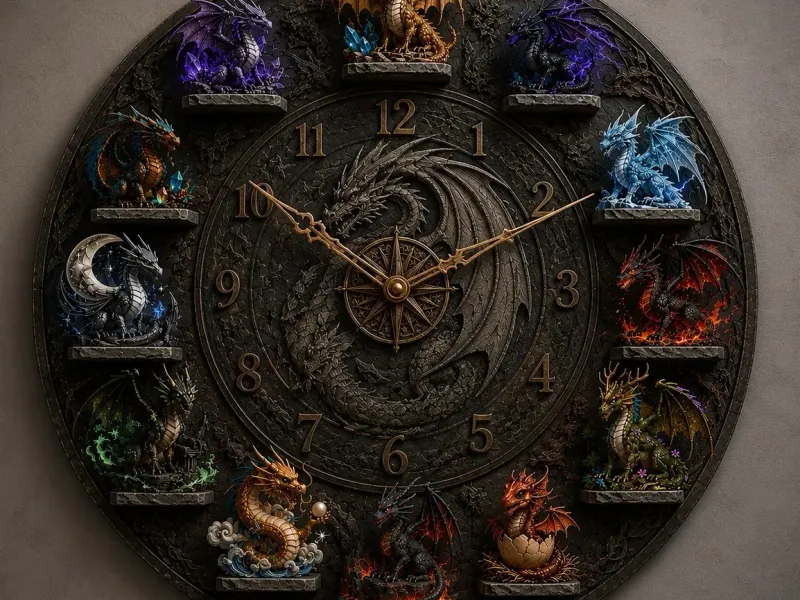 Reloj Fantasy de Dragones – Diseño Decorativo