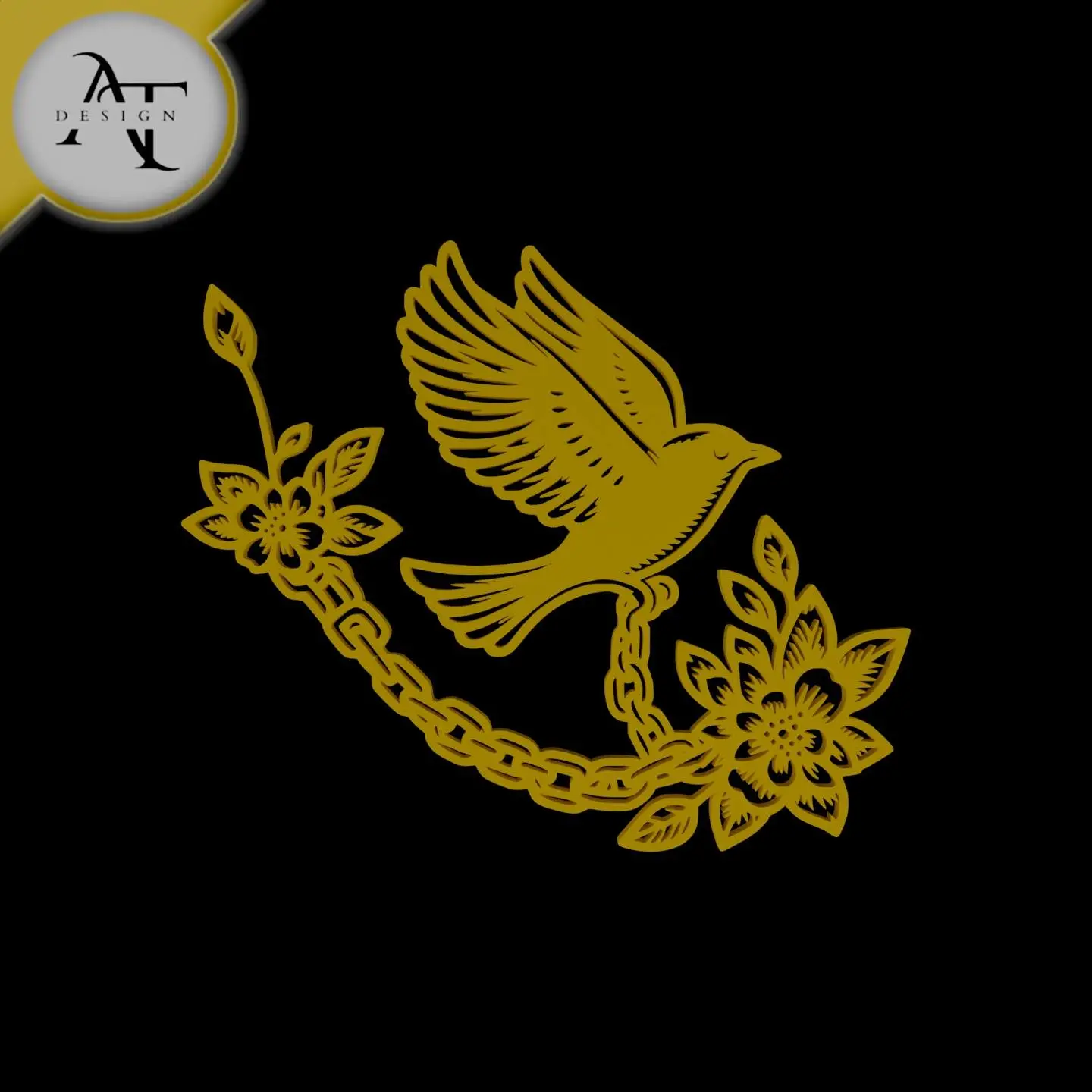 Bird with chain - Silhouette - 2D Wall Art Decor