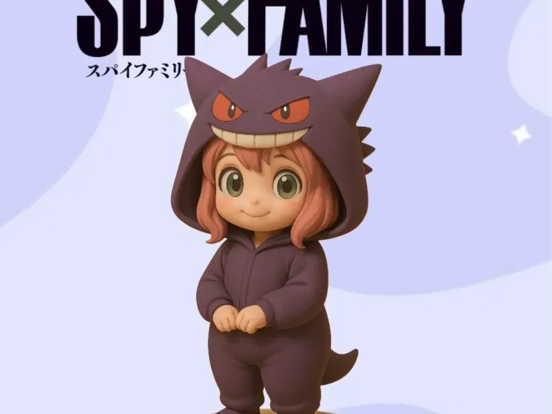 Anya Gengar Pokémon-kostuum chibi-ontwerp met basis STL