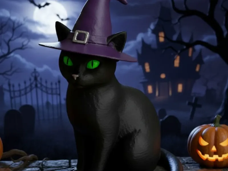 HALLOWEEN WITCH CAT