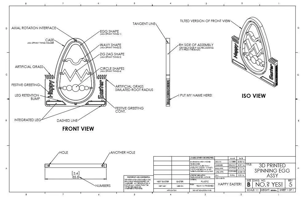 uovo di Pasqua rotante stampato in 3D