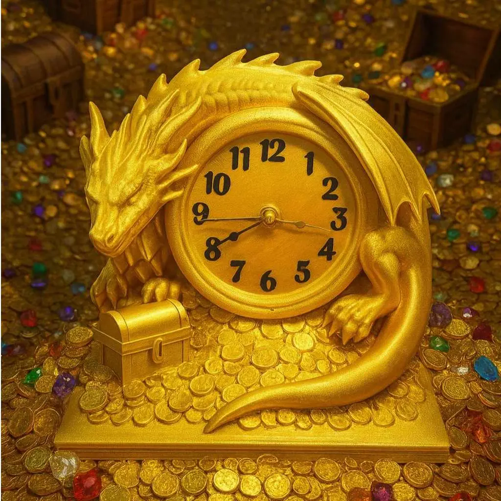 3D Printer Files | 3MF File | Dragon Treasure horde clock