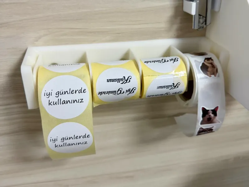 Sticker barcode rolhouder organizer
