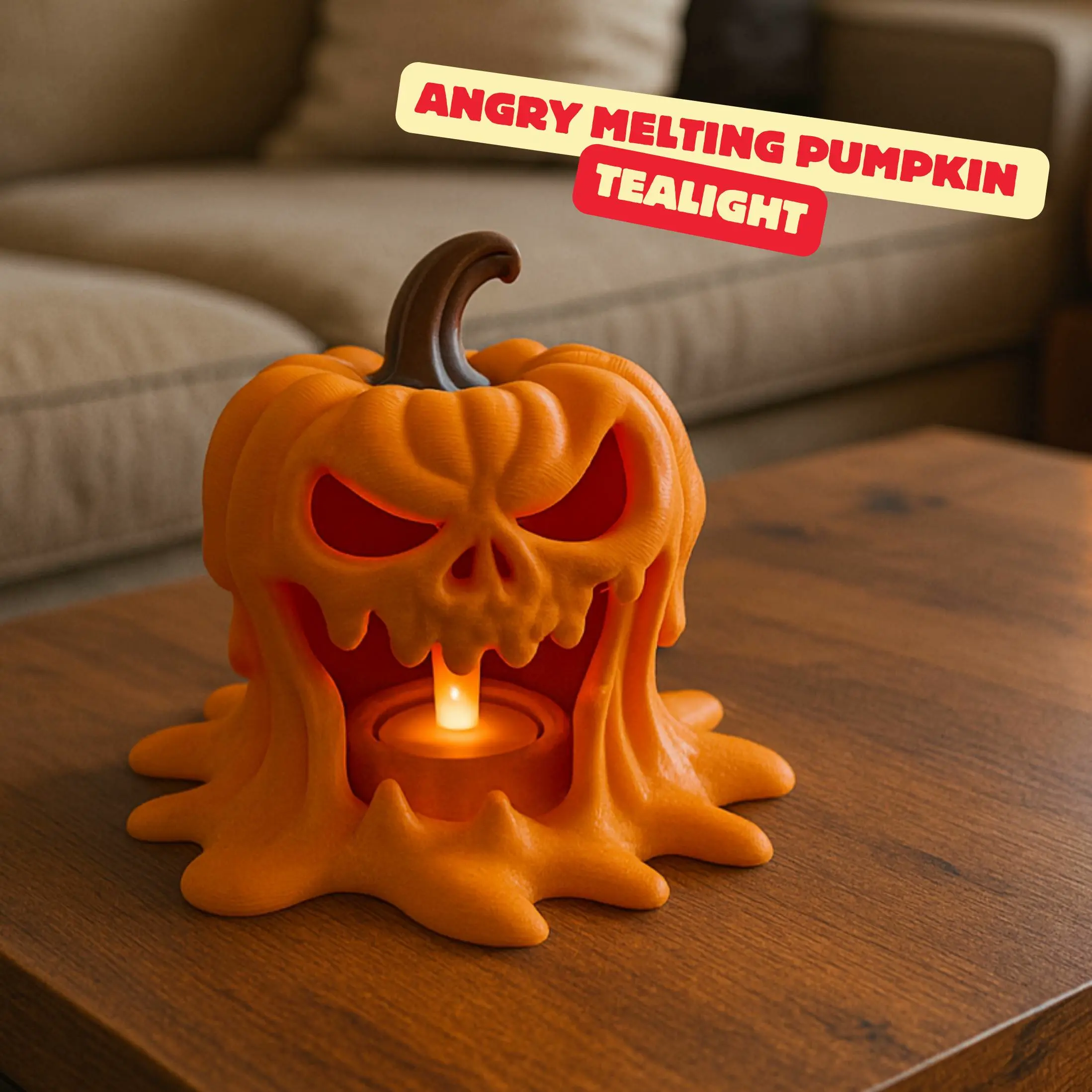 ANGRY MELTING PUMPKIN (TEALIGHT VERSION) / HALLOWEENDECOR