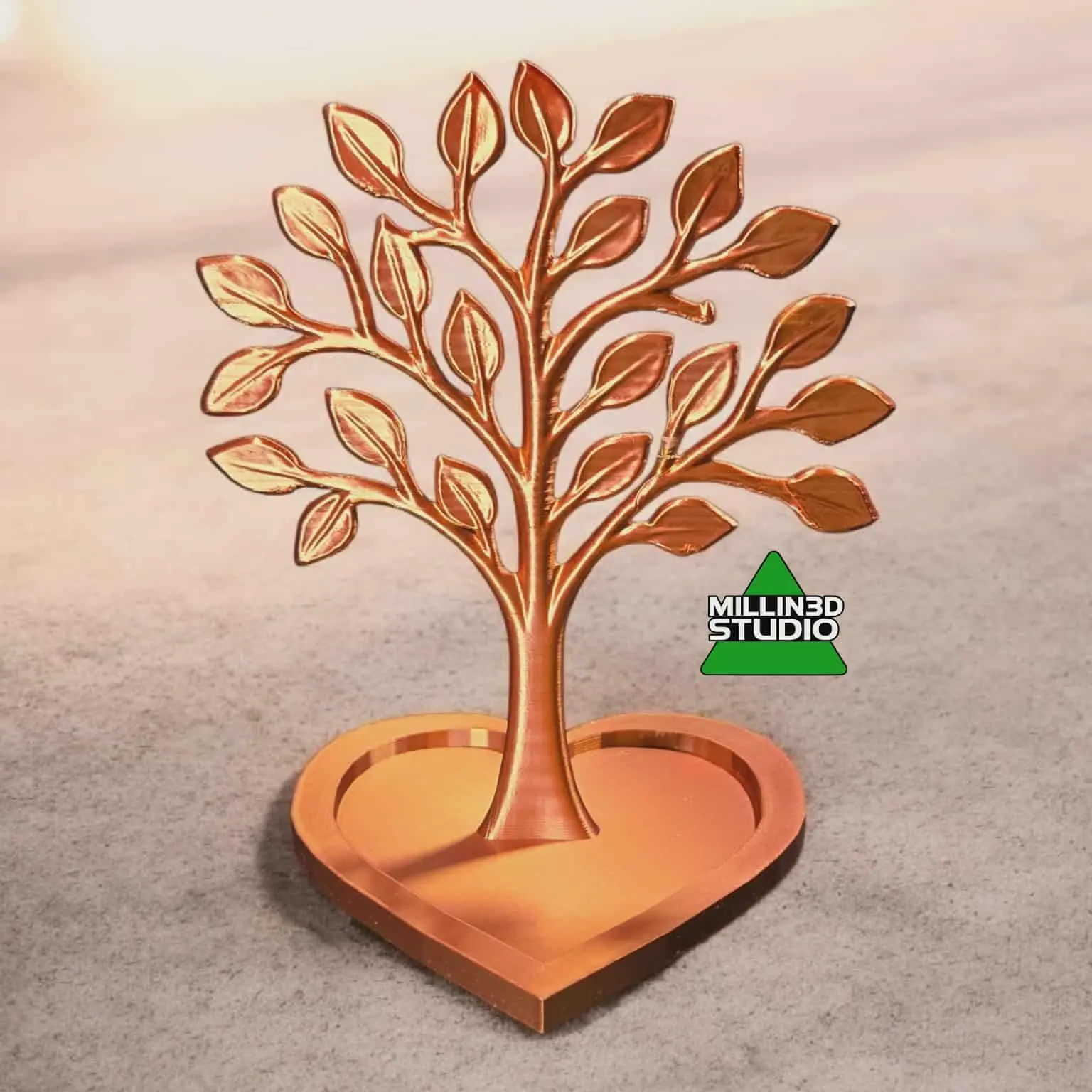 Golden Heart Jewelry Tree Stand with Tray