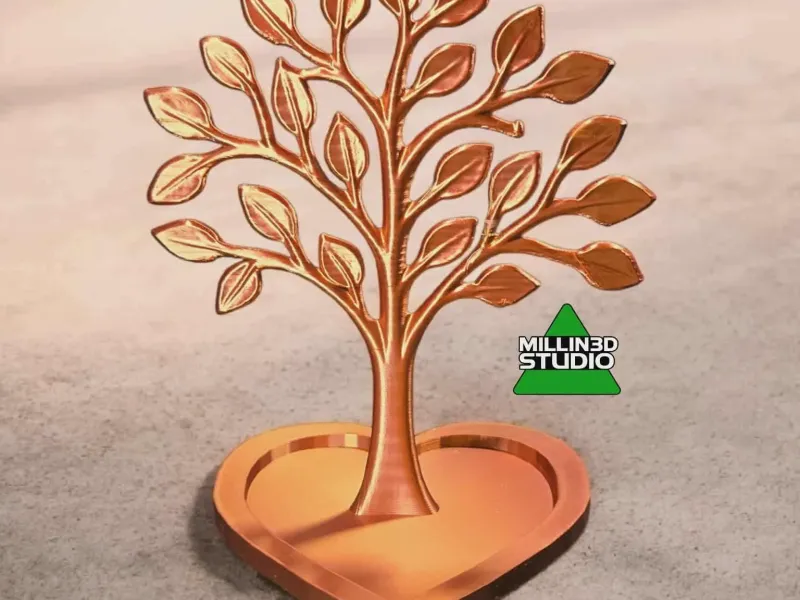 Golden Heart Jewelry Tree Stand with Tray