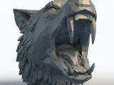 Low Poly Angry Wolf Head - Geometric Wolf Sculpture-3