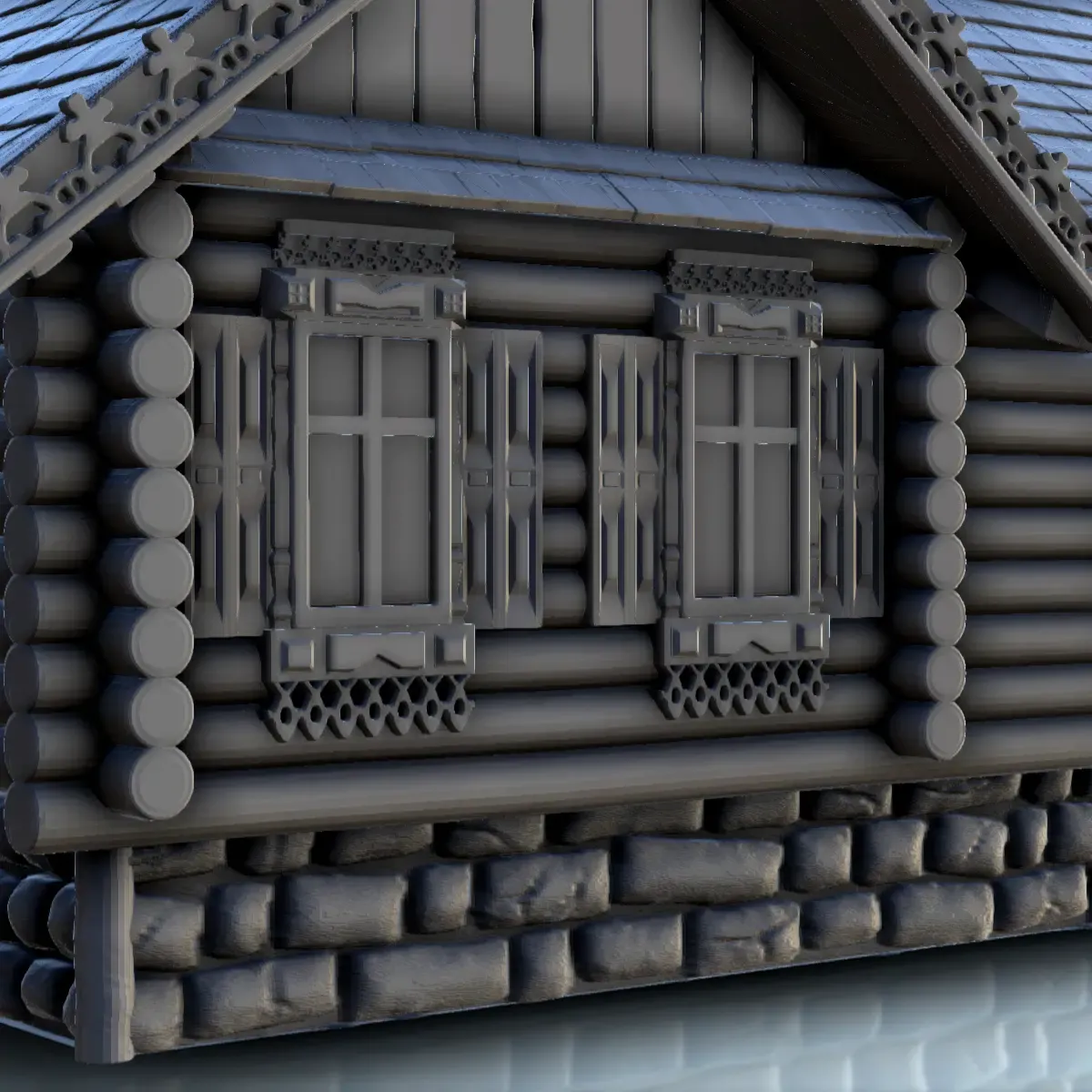 Slavic log house with two access doors and canopies (19) - m