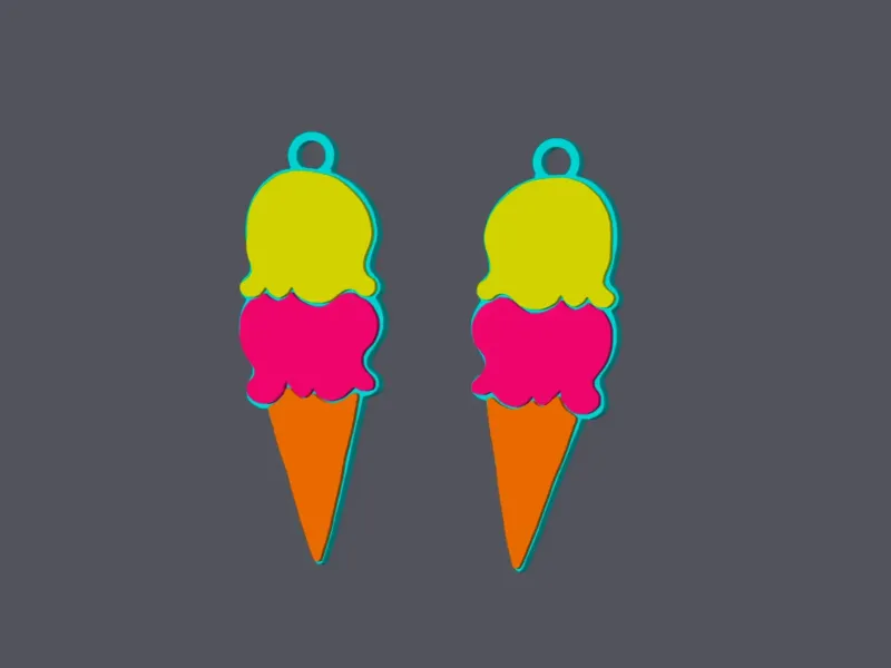 Ice Cream Cone - Earring & Pendant