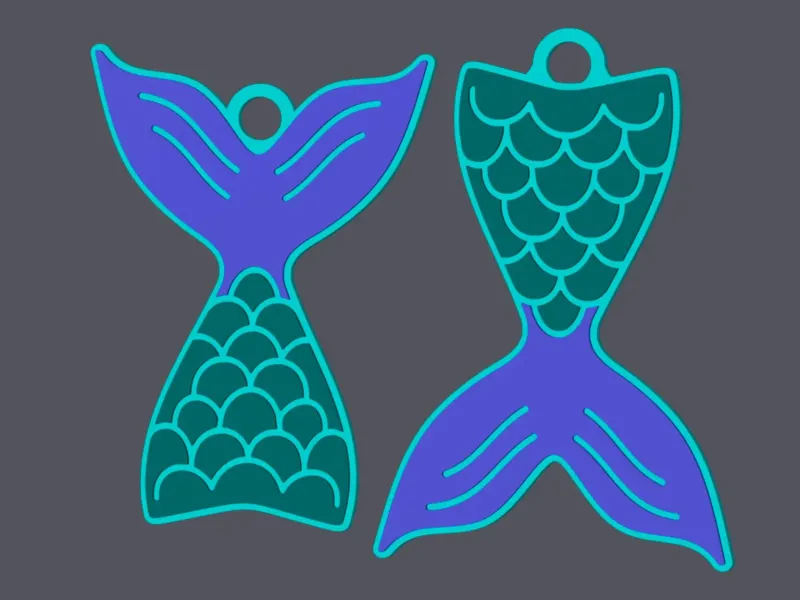 Mermaid Tail - Keychain v2 (2 versions)