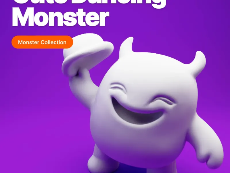 Cute Dancing Monster with Hat – 3D Printable Character