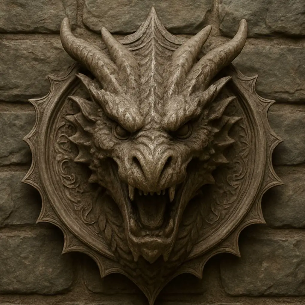 3D Printer Files | 3MF File | An intricately carved wooden plaque bust of a dragon