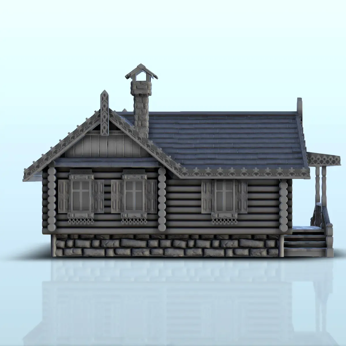Slavic log house with two access doors and canopies (19) - m