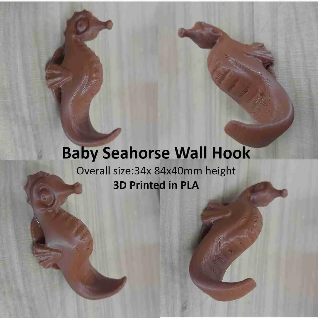 3DP, Baby Seahorse Wall Hook