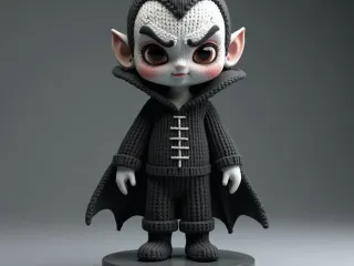 Halloween puppets 🎃 cosy dracula the vampire kid - knitted