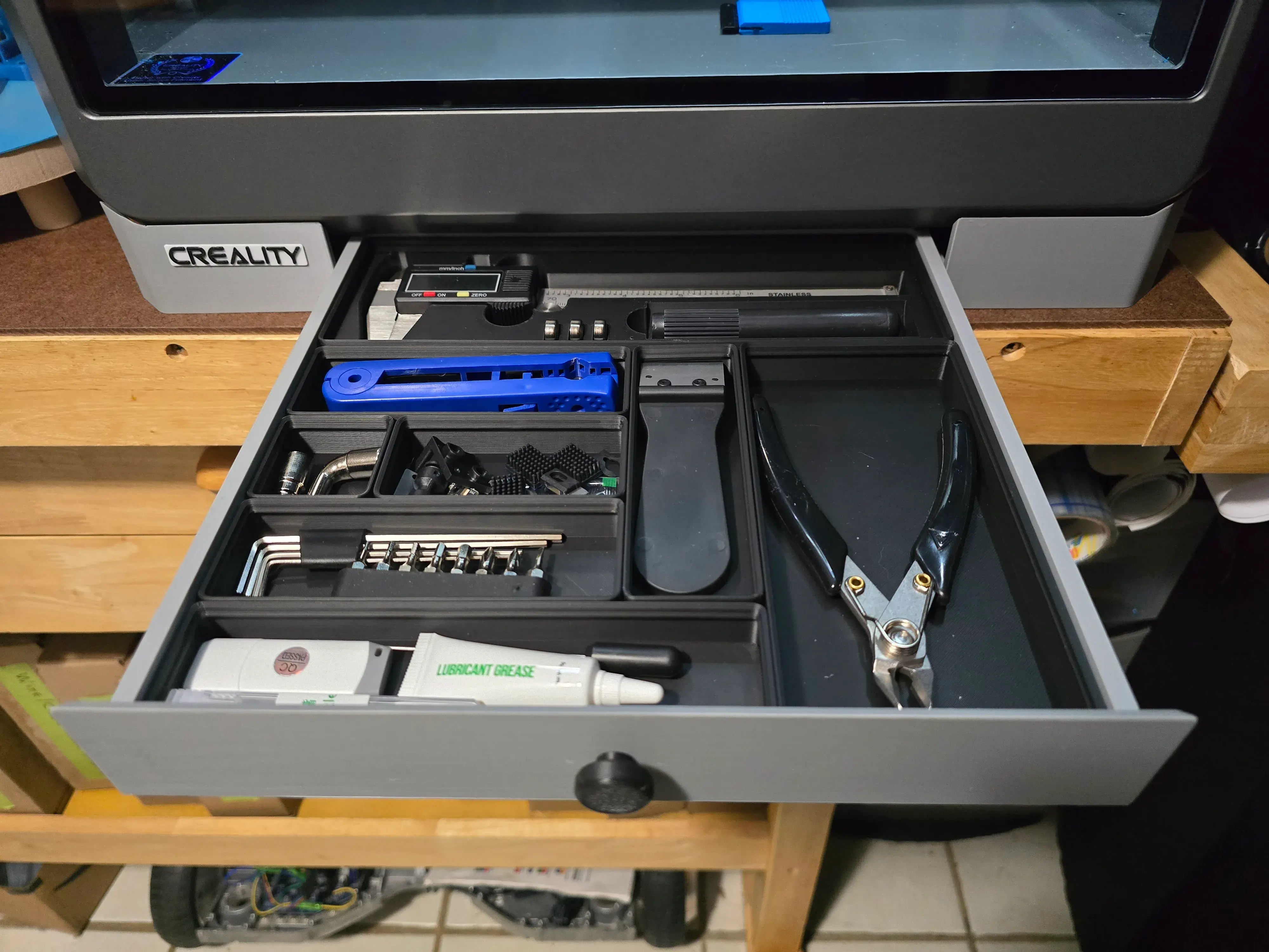 Creality K2 Plus Drawer, Tool Storage, Gridfinity Organizer
