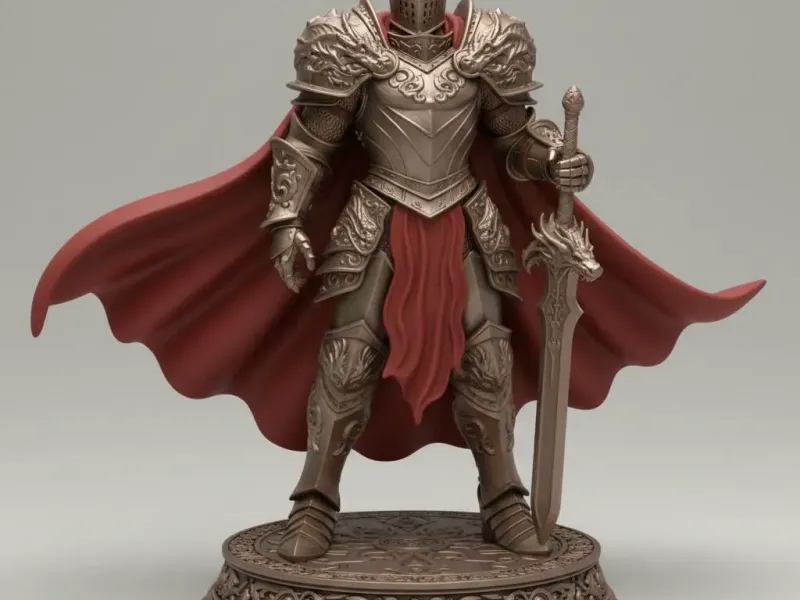 Crimson Oath Knight – Regal Armored Warrior 3D Figurine