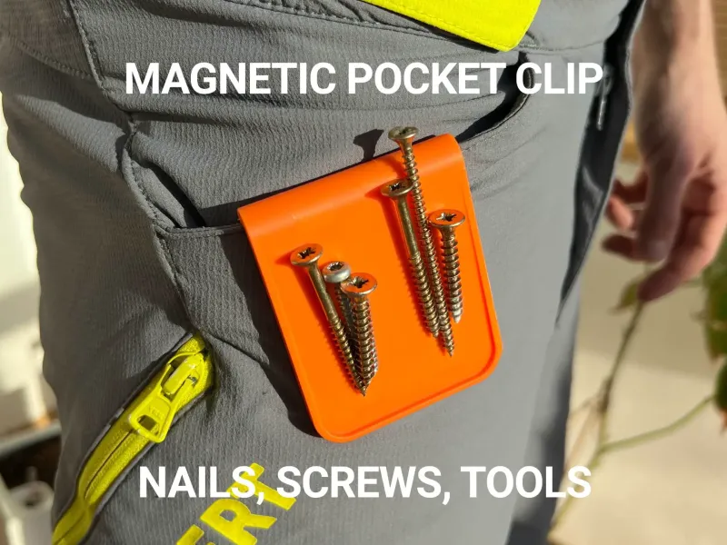 Magnetische zakclip voor schroeven, spijkers en gereedschap