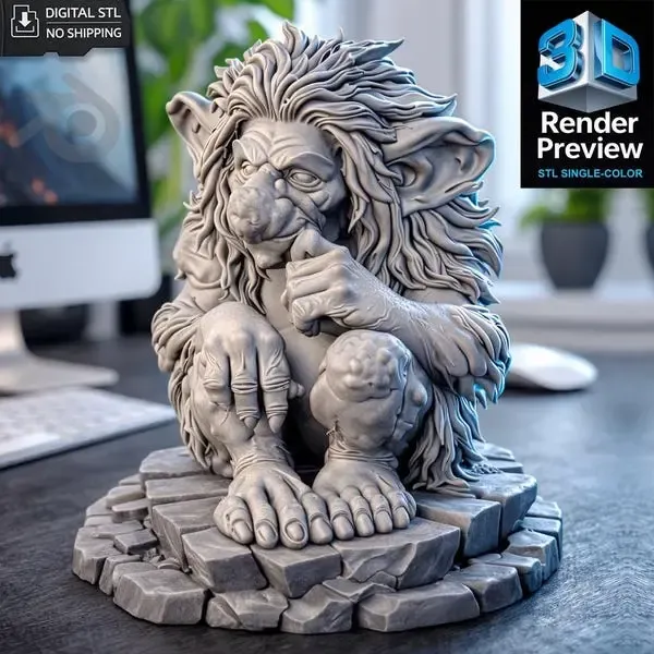 Troll STL – 3D-printbaar fantasietrolstandbeeld