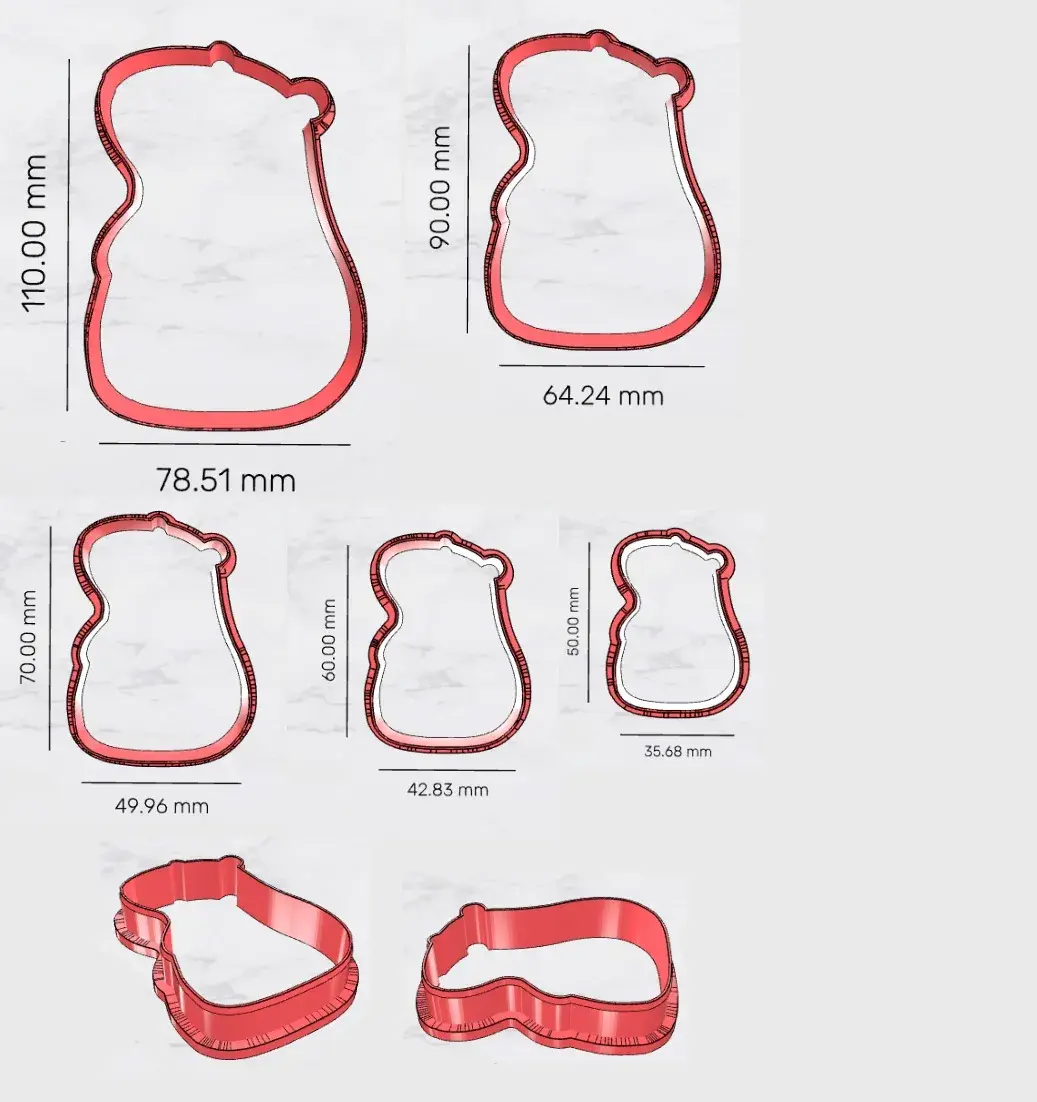 Capybara shape imprint cookie cutter, capybara, cutter