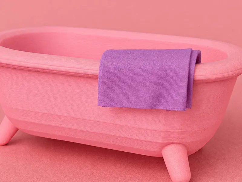 Dollhouse bathtub with towel